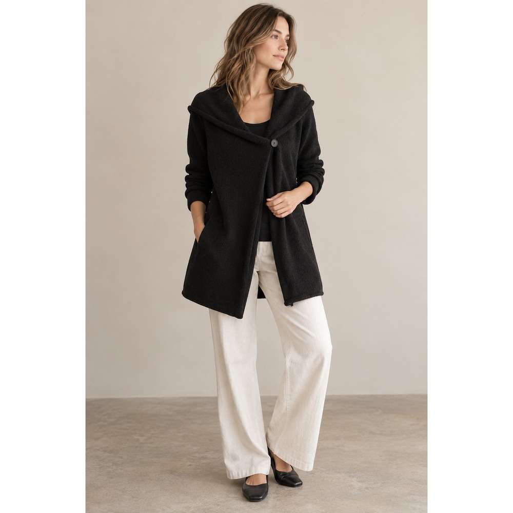 Vince Knit Cardigan Sweater Sz M Black Yak Wool Blend Warm Soft Minimalist